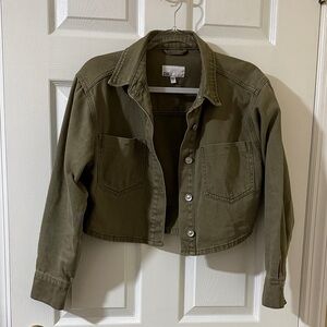 DR2 Olive Green Cropped Jean Jacket